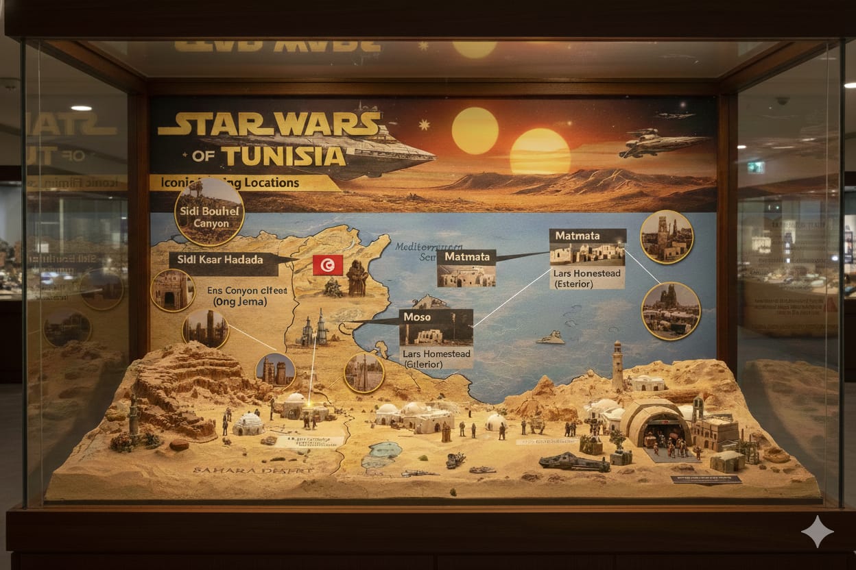 Star Wars Tatooine film sites map